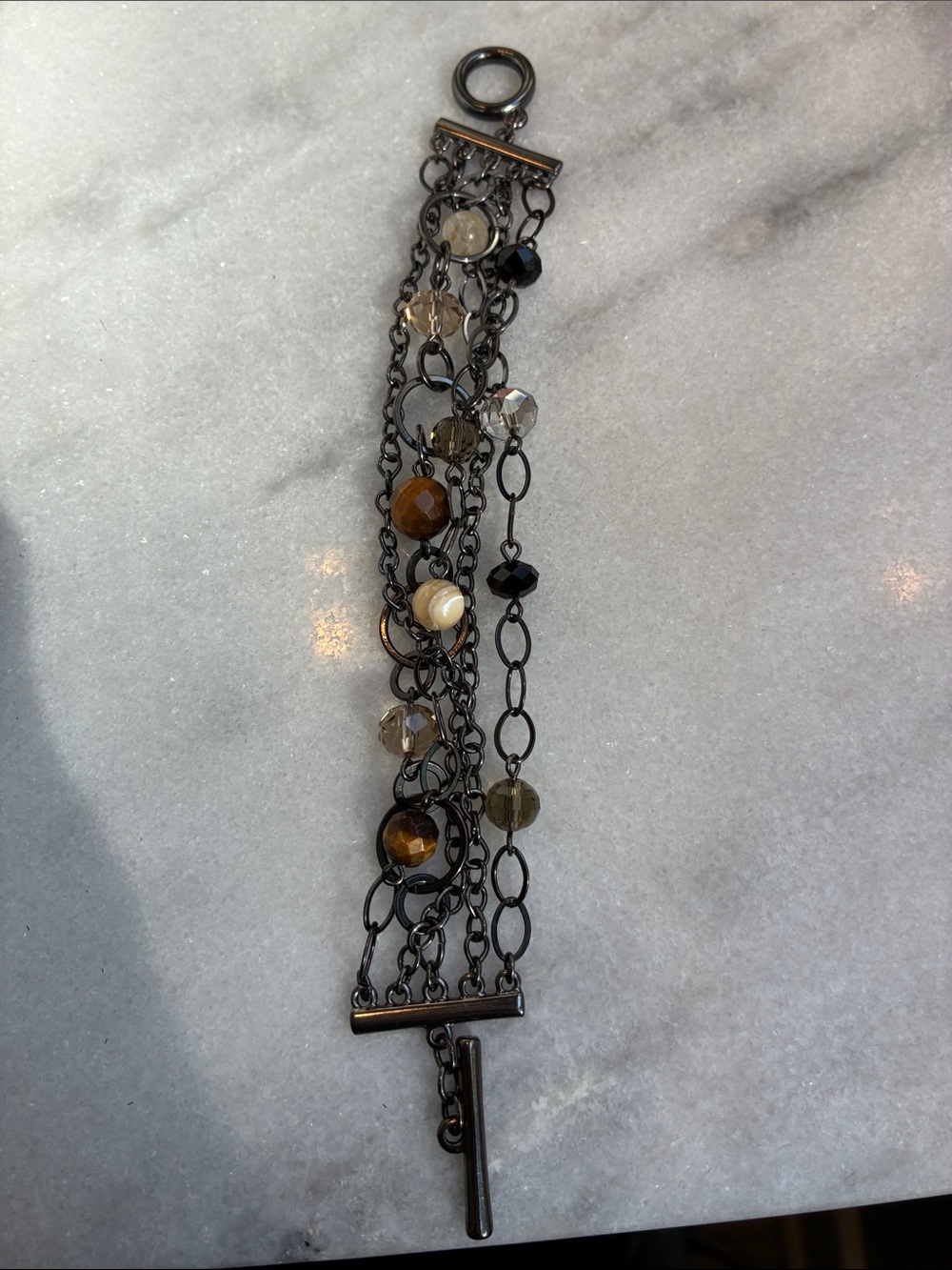 Multi-Strand Beaded Bracelet in Black and Brown